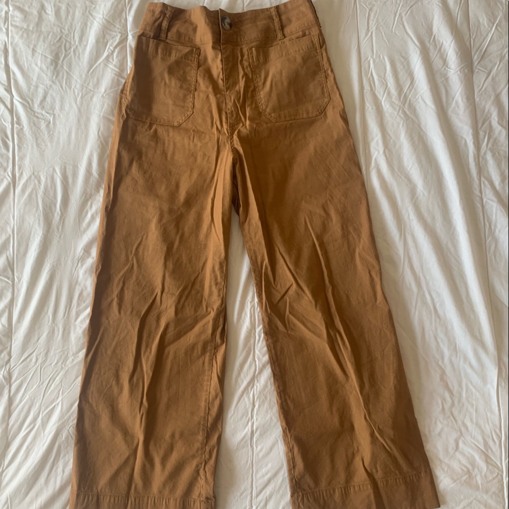 Anthropologie Brown/Yellow High Waisted Wide Leg Pants